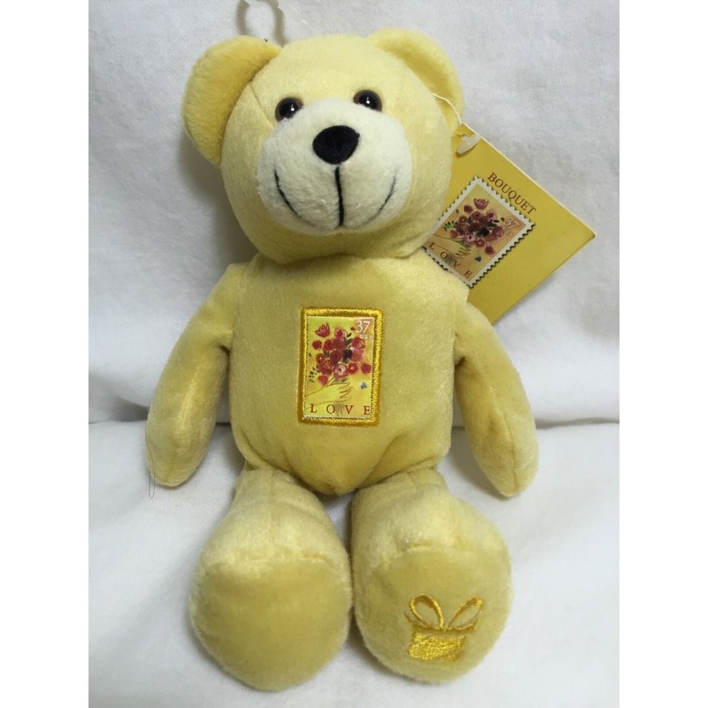 USPS Love Bouquet Stamp Bear Bean Plush Heart NEW
